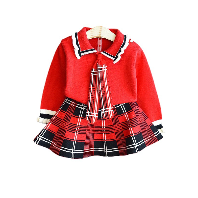 Maglione bambino autunno inverno bambini natale maglione lavorato a maglia gonne abito 2 pezzi abbigliamento bambino imposta vestiti invernali ragazze