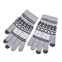 Mannen Mode Winter Warm Bloemen Dikke Touchscreen Gebreide Stretch Glovess: light grey