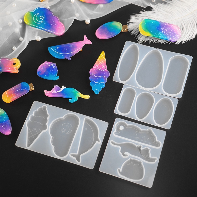 Crystal Epoxy Resin Hair Clip Mold Hair Accessories Hand-decorated Duckbill Clip Word Clip Mold