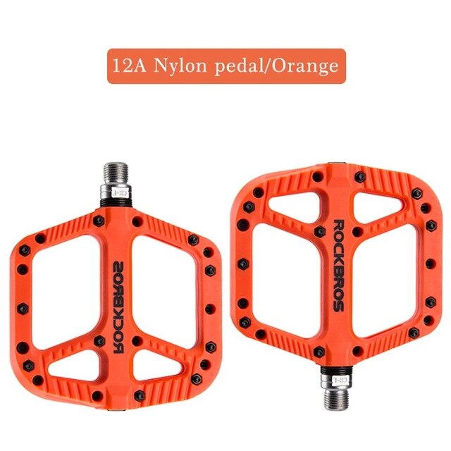 Rockbros ultra-let pedal mountainbike cykelpedaler nylonfiber flerfarvet store fodcykel bærende pedaler cykeldele: 12a- orange