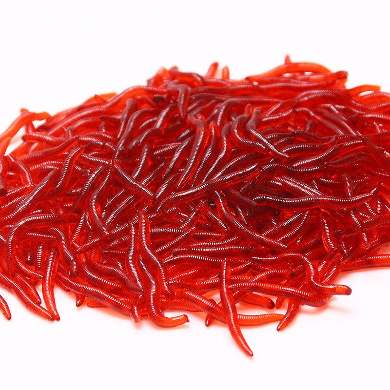 50 or100pcs Lifelike Fishy Smell Red Worms Soft Bait Simulation Earthworm Carp Bass Fishing Lures Artificial Silicone Pesca