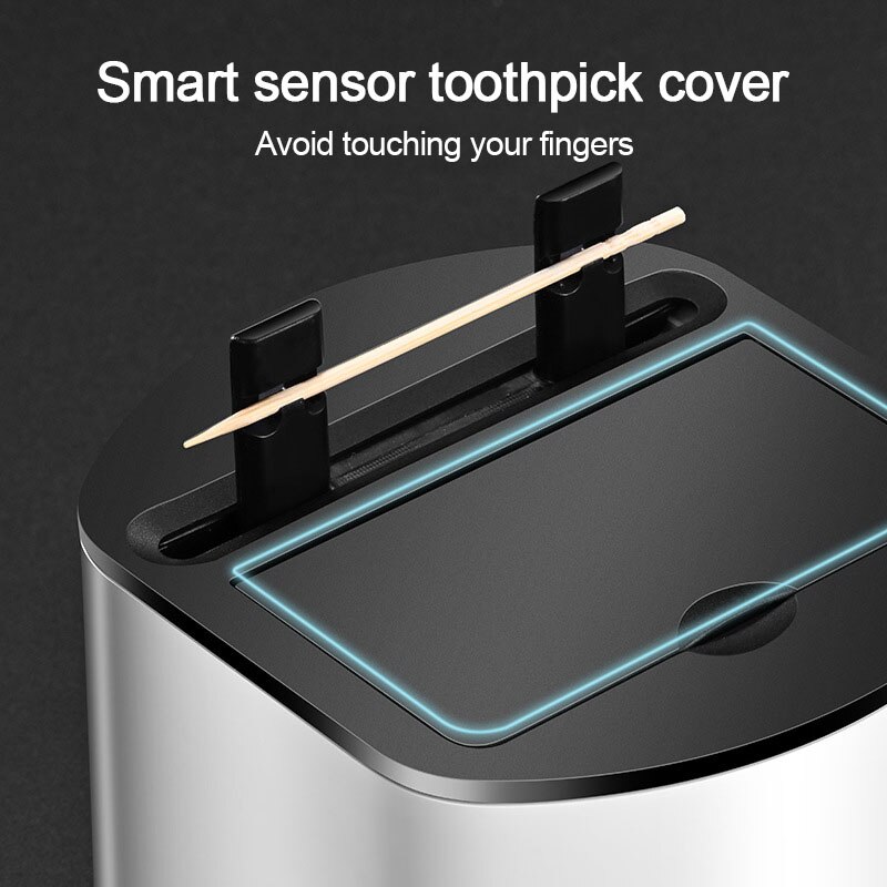 Intelligent Sensor Toothpick Box Automatic Pop-up Smart Sensor Toothpick Dispenser for Home Hotel Can Hold