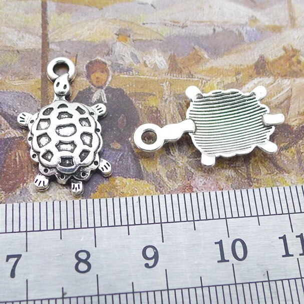 Jewelry Making Charms Tortoise Charms Antique Silver Color 26x16mm 10 Pieces