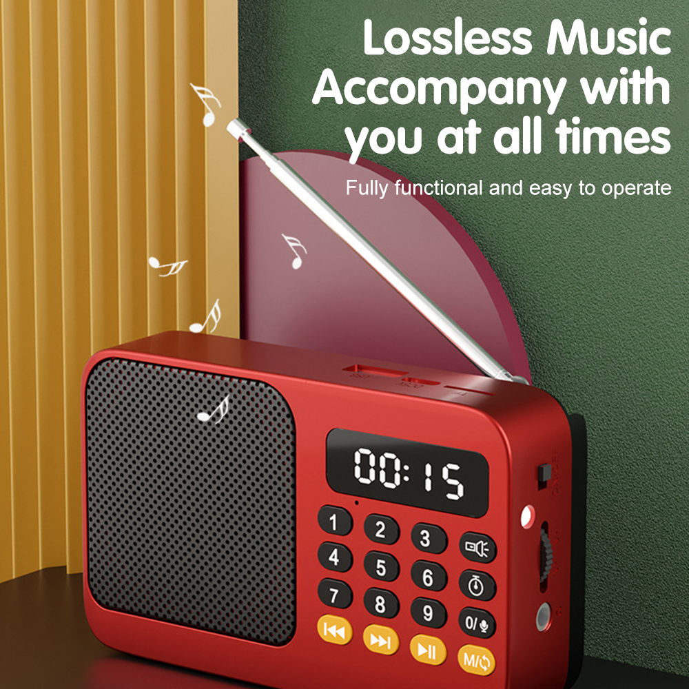 Radio FM portatile con torcia portatile MP3 radio a banda intera altoparlante display digitale a LED radio di emergenza cassa audio Bluetooth