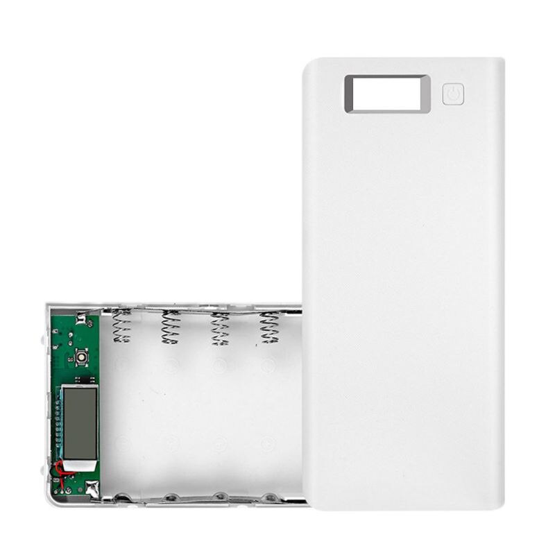 Diy 8x18650 bateria portátil power bank caso escudo caixa display lcd duplo usb caixa de banco de potência: WHITE