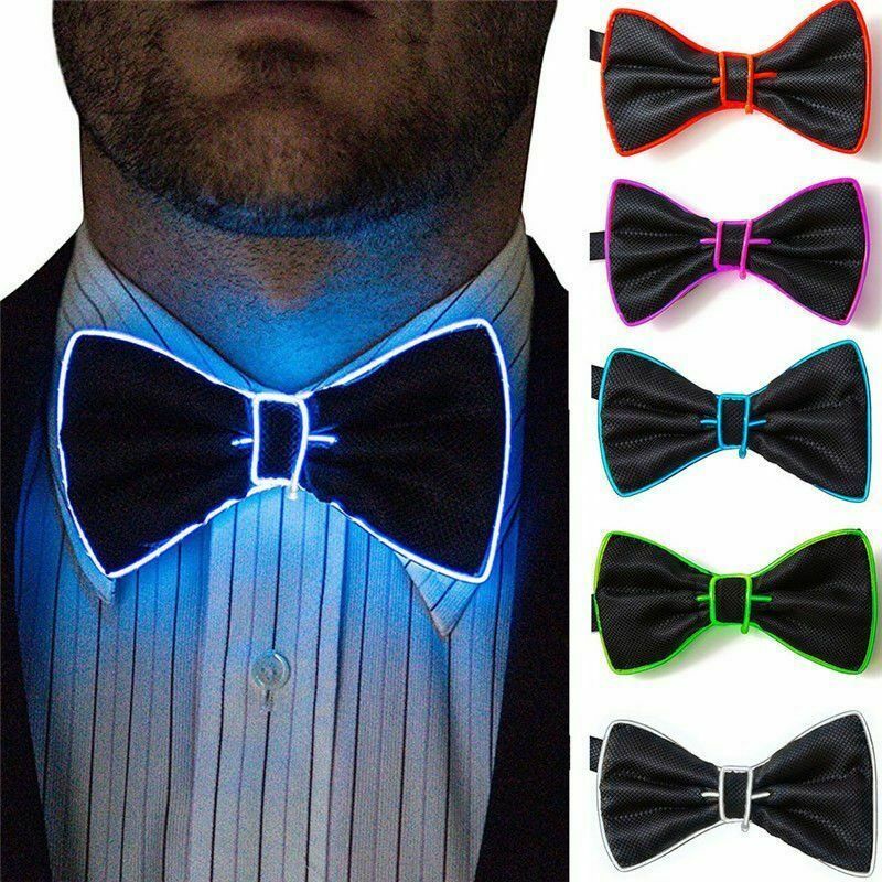 Cravate pour hommes en fil de fer | Nœud papillon lumineux clignotant pour fête en Club mariage