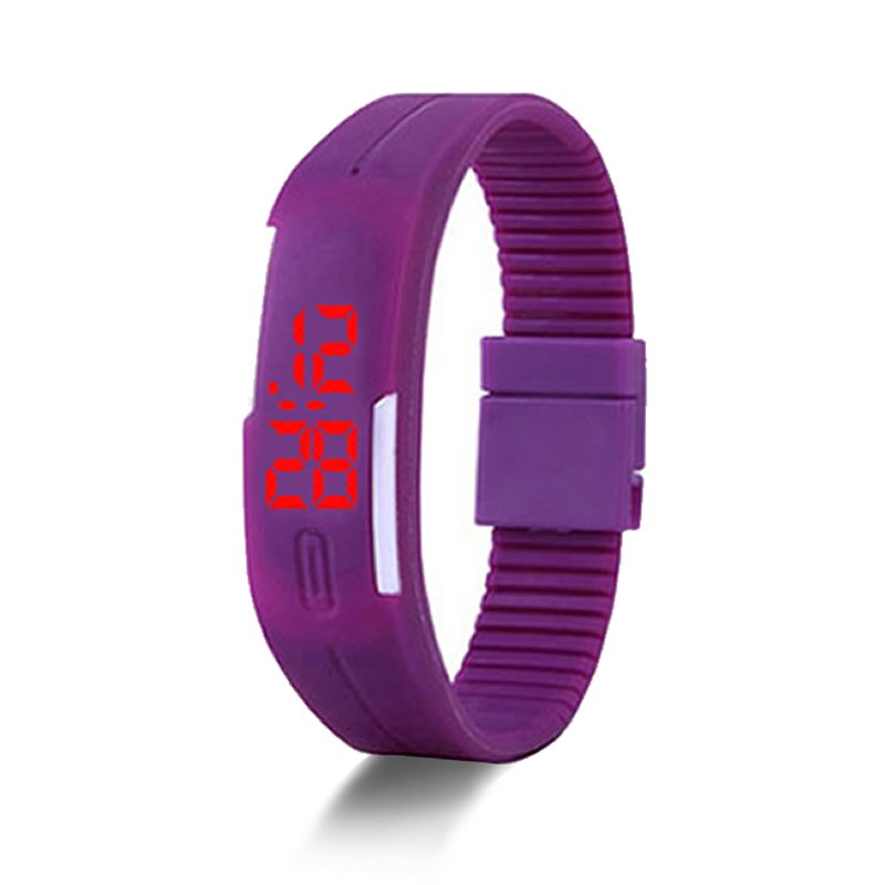 Mode Led Horloges Snoep Kleur Siliconen Rubber Touch Screen Digitale Horloges, Vrouwen Mannen Armband Sport Horloge: purple