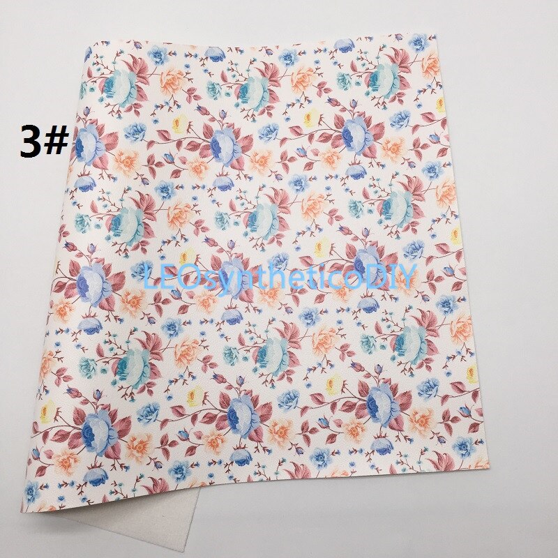 1 Pc 21X29CM Bloemen Gedrukt Faux Leer Stof, Synthetisch Leer Stof Lakens, Leer Voor Maken Bows Leosyntheticodiy T413