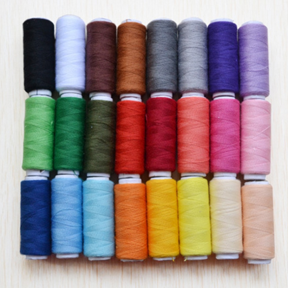 24 kleuren 200 Yards Polyester Naaigaren Borduren Machine Naaigaren Craft Patch Doek Kledingstuk Benodigdheden Accessoires