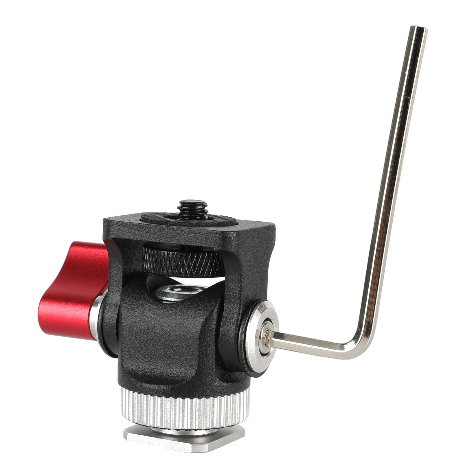 Adjustable Field Monitor Holder Mount on-Camera Video Light Bracket Stand Tilt 175° Swivel 360° with Cold Shoe Adapter Base