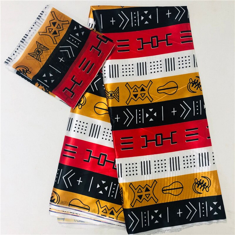 Suave tejido Ankara satinado y cera de seda tejido de seda estampado africano 2 yardas gasa a juego 4 yardas tela de seda satinada