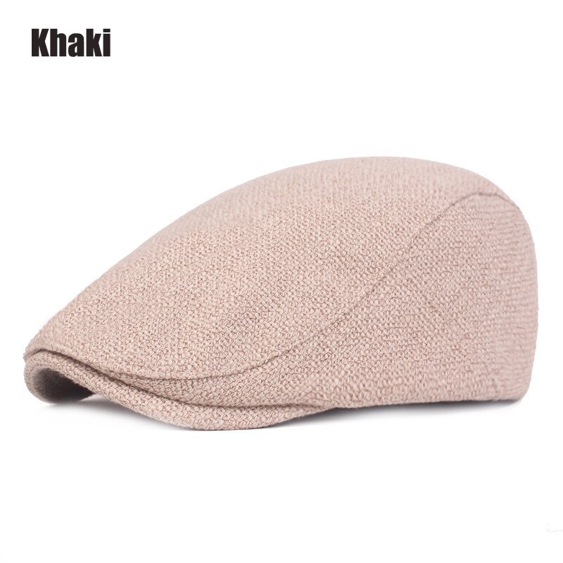 Roxcober Mannen Vrouwen Katoen Linnen Baretten Sombrero Hombre Outdoor Reizen Effen Gatsby Cap Klimop Hoed Driving Flat Cabbie Krantenjongenspet: Khaki