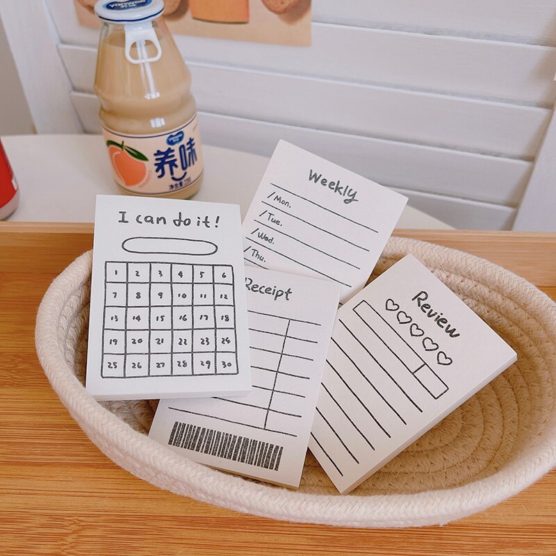Black White Note Paper Simple Style Plaid Message Memo Pad Kawaii Stationery Notepad Office Leave Message Office Supplies