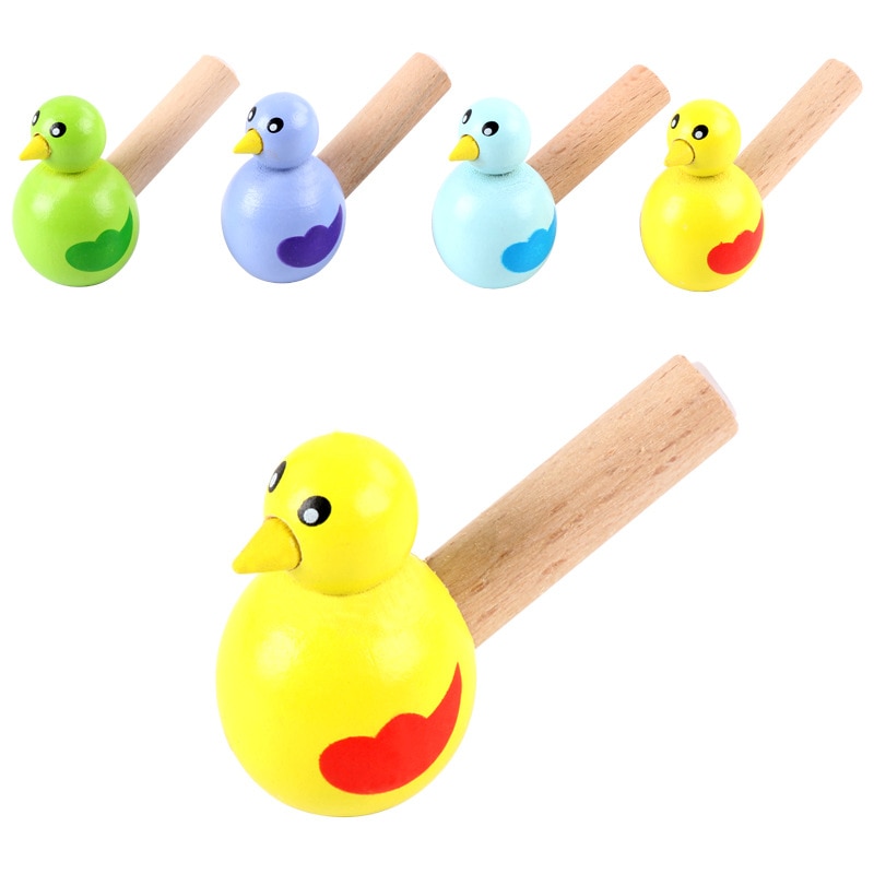 4 stks/partij Kleurrijke Baby Cartoon Houten Vogel Fluitje Muziekinstrument Speelgoed Kids Early Educatief Speelgoed Kinderen Speelgoed