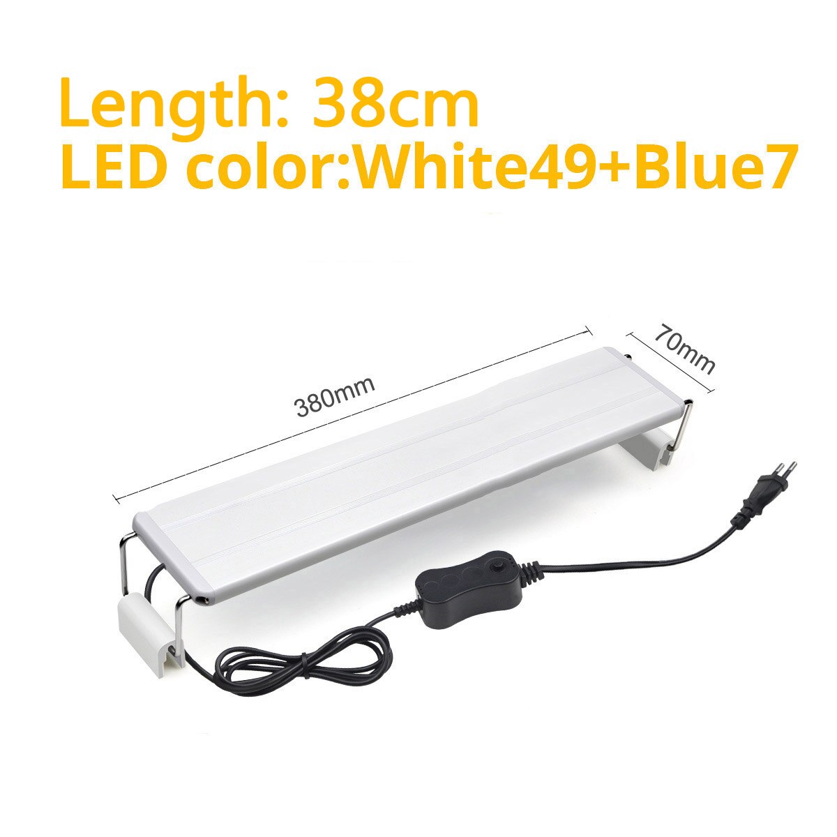 LED Aquarium Light Clip-on Fish Tank light Aquatic Plants Grow Light 10W/15W/20W/25W Aquatic Freshwater Waterproof Lamp EU Plug: 38CM