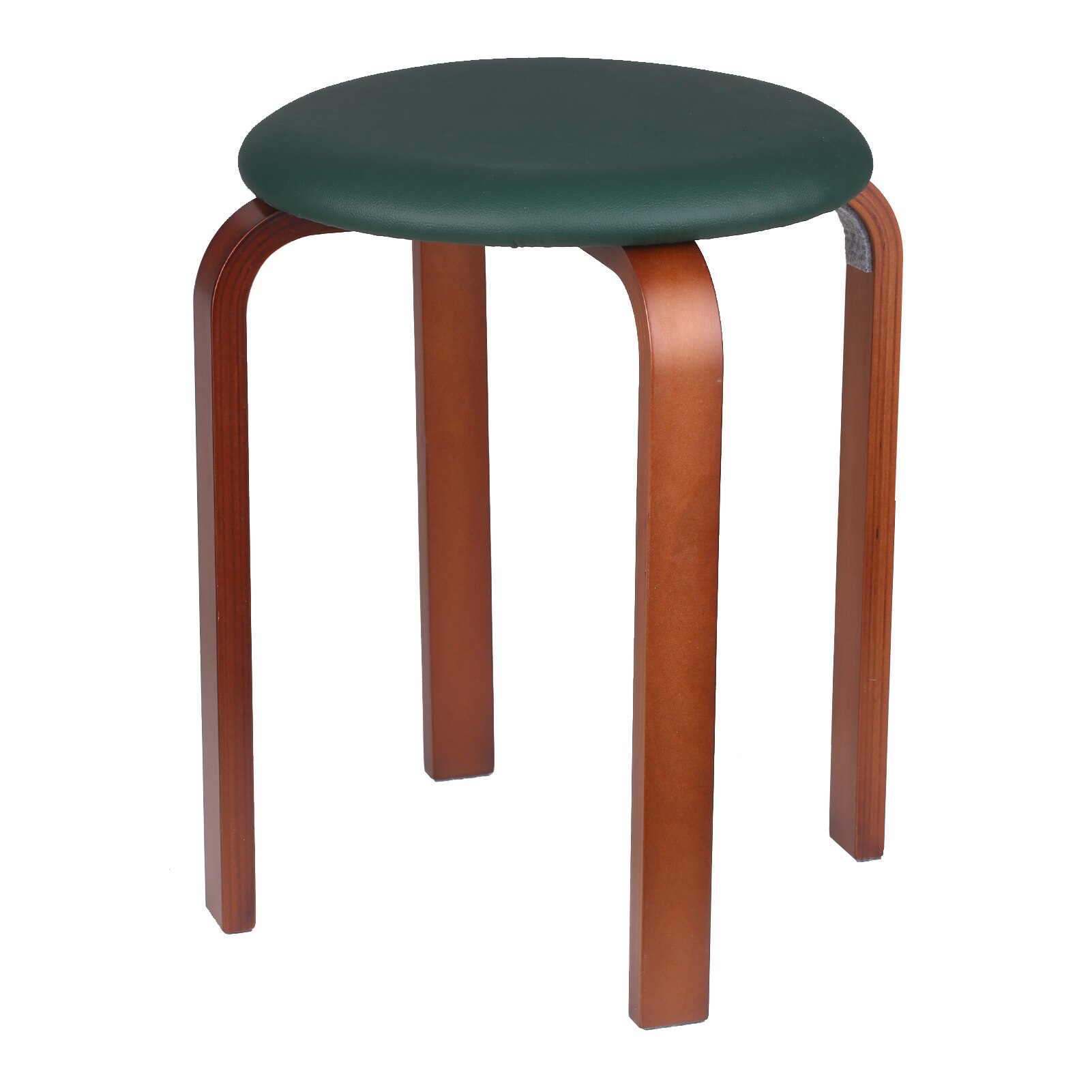 Wooden Stool Solid Wood KD Stool Stackable Leather Cushion Padded Round Stool Backless Chair for Home / Restaurant / Cafe / Bar