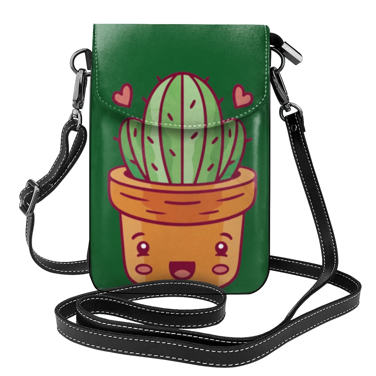 Tortoise Eating Cactus Shoulder Bag House Plant Aesthetic Leather School Women Bags Student Bulk Purse: 4
