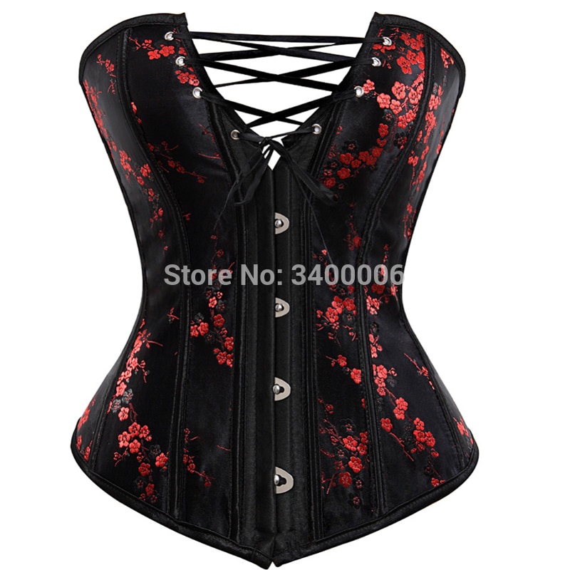 Caudutas Sexy Black Red Corsets and Bustiers Lace Up Corset Top For Wedding Dress Plus Size Embroider Overbust Burlesque 6xl: 6180black / 6XL
