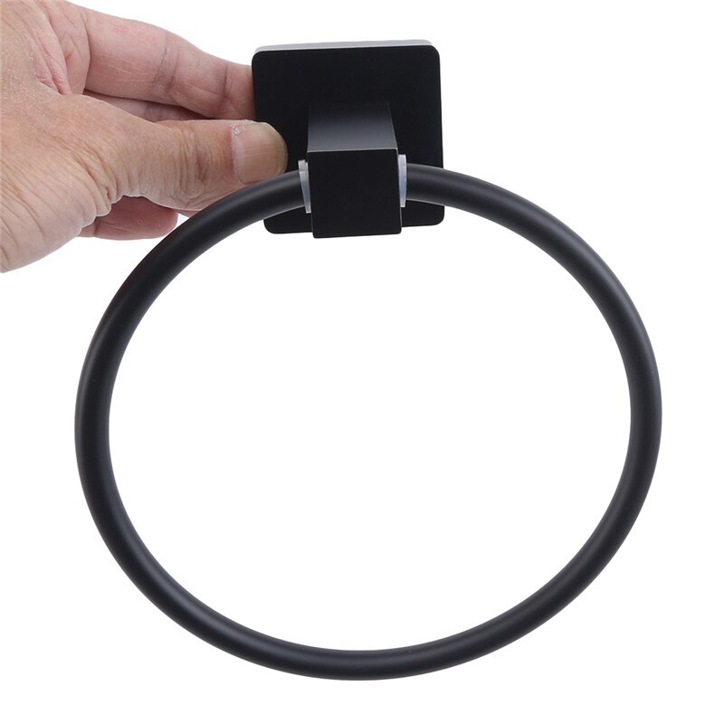 Noir Porte-Serviettes Anneau Rond Mural Serviette De Bain Cuisine En Acier Inoxydable Accessoires De Salle De Bain