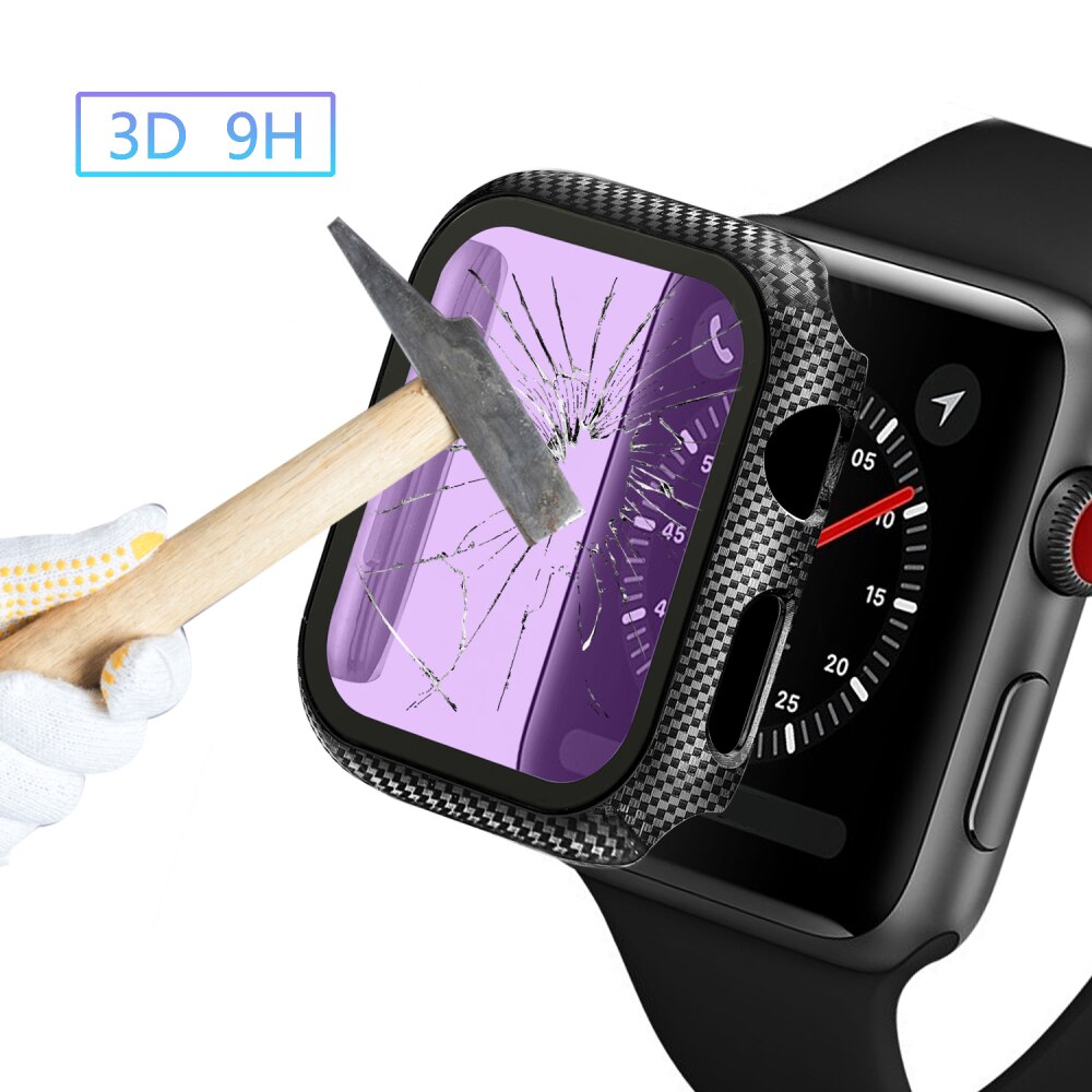 Horloge Cover Carbon Fiber Pc Protector Case Voor Apple Horloge 5 4 3 2 1 42 Mm 38 Mm Clear screen Voor Iwatch 44 Mm 40 Mm Protector Case
