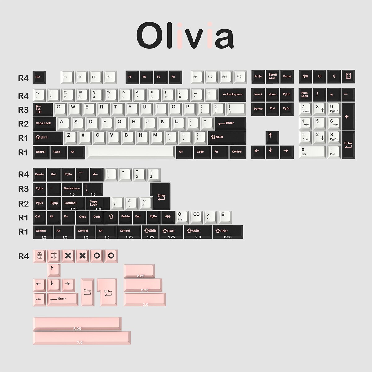 171 Keys DOUBLE SHOT Cherry Profile GMK Olivia/8008/Merlin/Arctic Keycap For GMMK pro NJ68 Mechanical Gaming Keyboard: Olivia Keycap