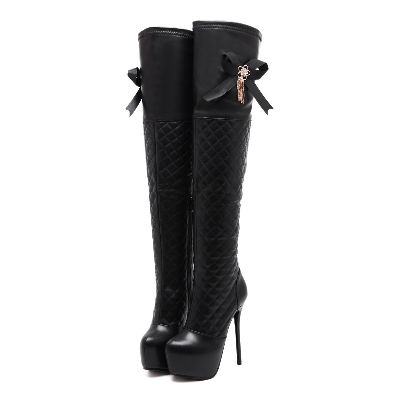 nouvelles femmes Ultra-haut talon imperméable plate-forme femmes chaussures sur le genou femmes cuissardes