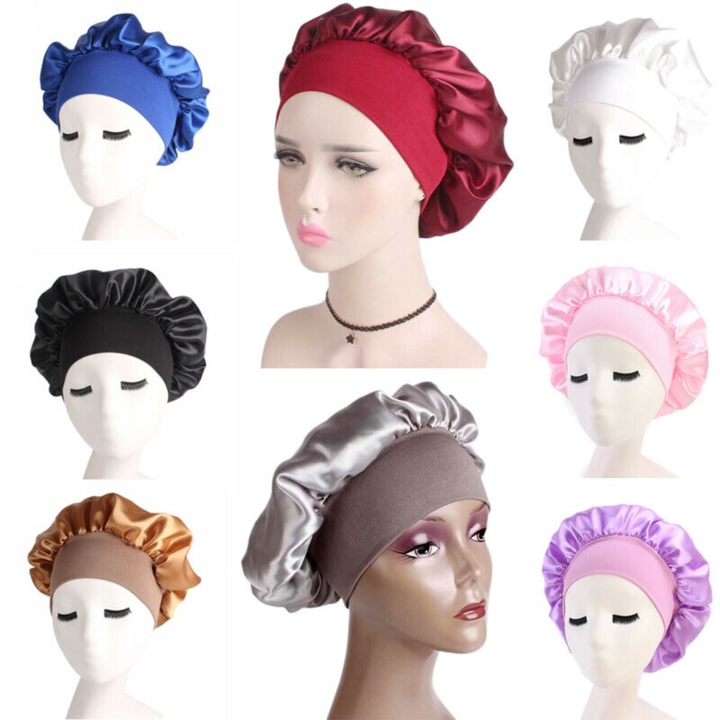 Hair Bonnet for Sleeping Satin Hair Wrap Silk Night Sleep Cap Bonet Satin Long Hair Care Hats for Women Head Cover Shower Cap