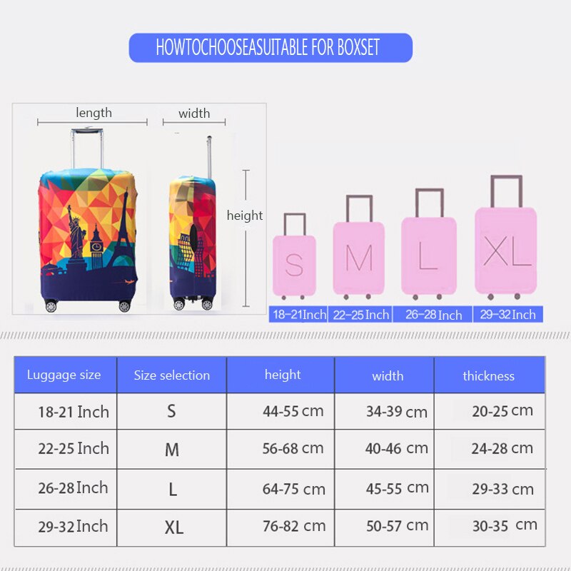 SAFEBET Luggage Cover - Elastic Travel Suitcase Protector - Patchwork Design - Fits 18"-32" Cases