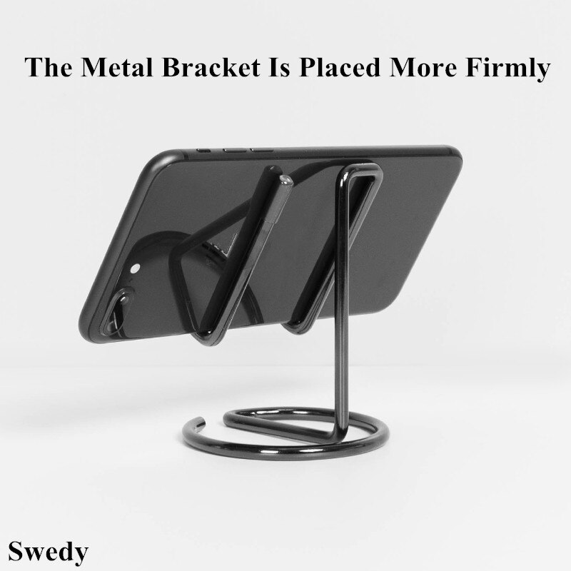 Metal Desk Mobile Cell Phone Holder Stand Table Bracket Tablet Mobile Phone Holder Stand: Black