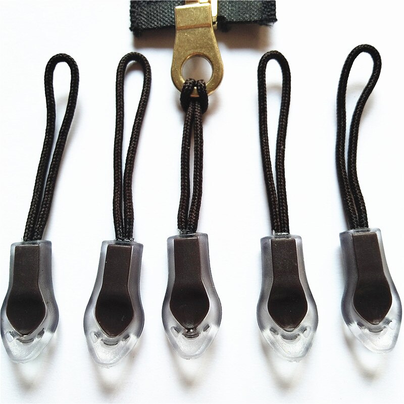 50Pcs Backpack Zipper Transparent Pull Cord Zip Fastener Zip Slider: 50pcs Coffee