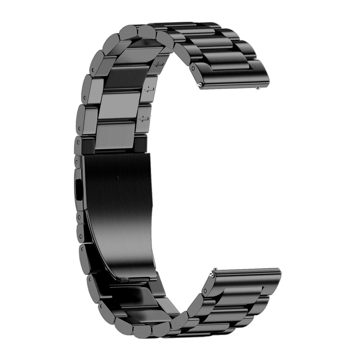 Rustfrit stål rem til samsung galaxy watch 42mm 46mm armbånd metal ur rem 18mm 20mm 22mm gylden sort: Sort / 22mm