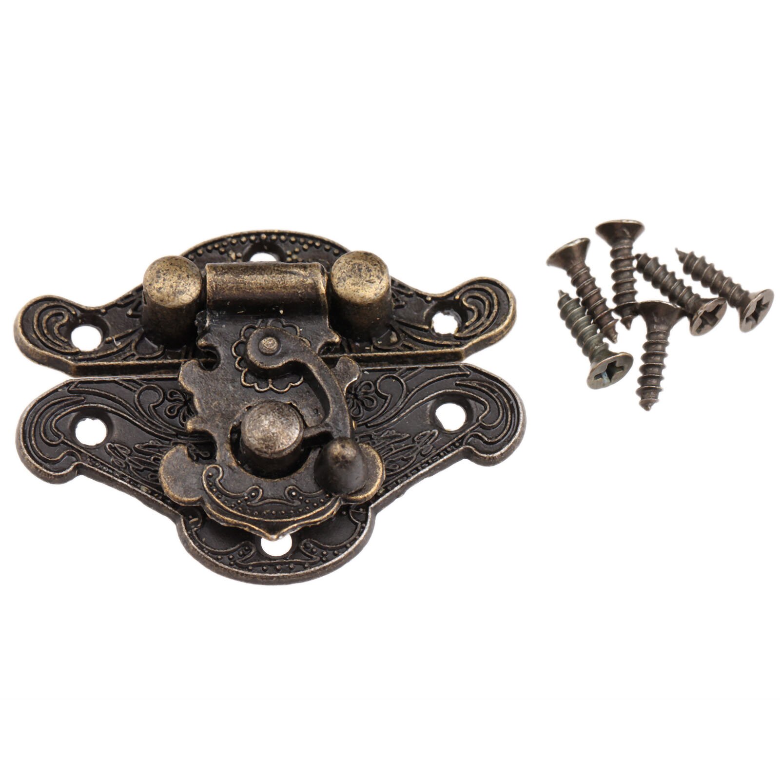 1PC Antike Bronze- Schrank Kasten verriegeln Haspe Möbel Hardware- Dekorative verriegeln Holz Schmuck Kasten Haspe Pad Brust sperren: Braun