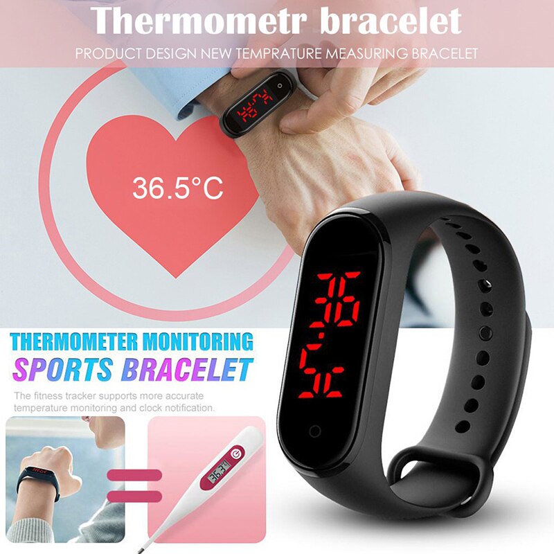 Smart Waterproof Watch With Body Temperature Measurement Display Wrist Watch Unisex H7JP