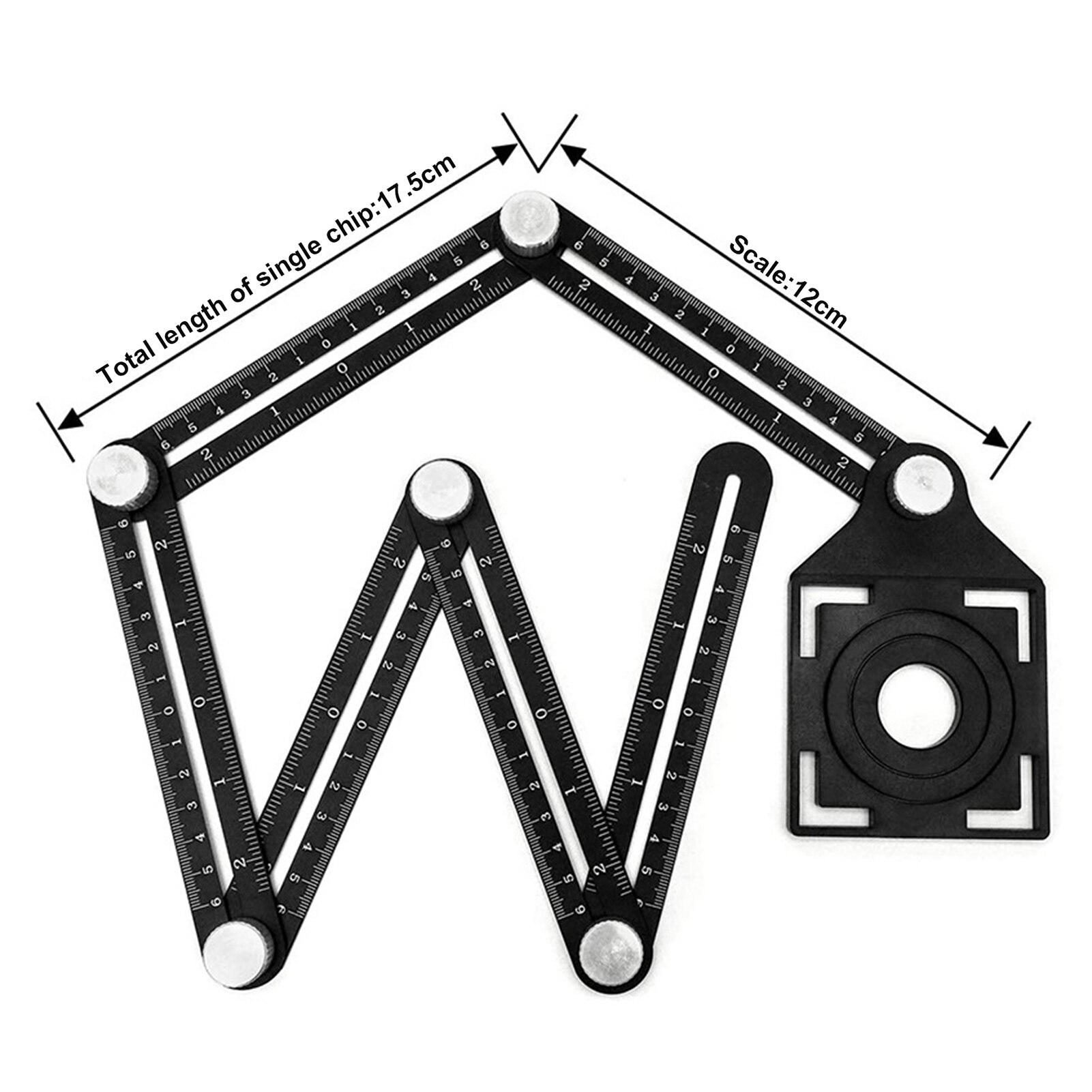 6-Fold Ruler Multi Angle Adjustable Tile Hole Locator 6-sides Template Tool Protractors Drill Guide Tile Hole Measuring Ruler
