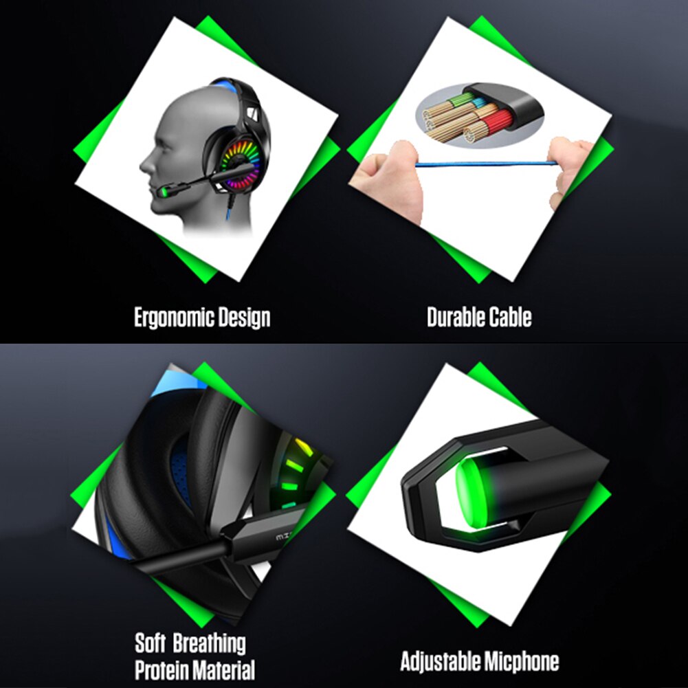 PS4 Gaming Headphones 4D Stereo RGB Marquee Earphones Headset with Microphone for Xbox One/Laptop/Computer Tablet Gamer