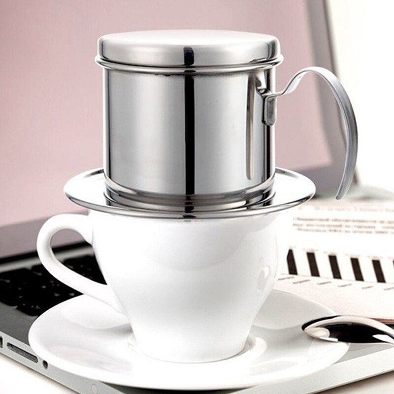 Stainless Steel Vietnamese Coffee Pot Teapot Portable Reusable Office Home Kitchen Tea Set Coffee Utensil Brewing Pot
