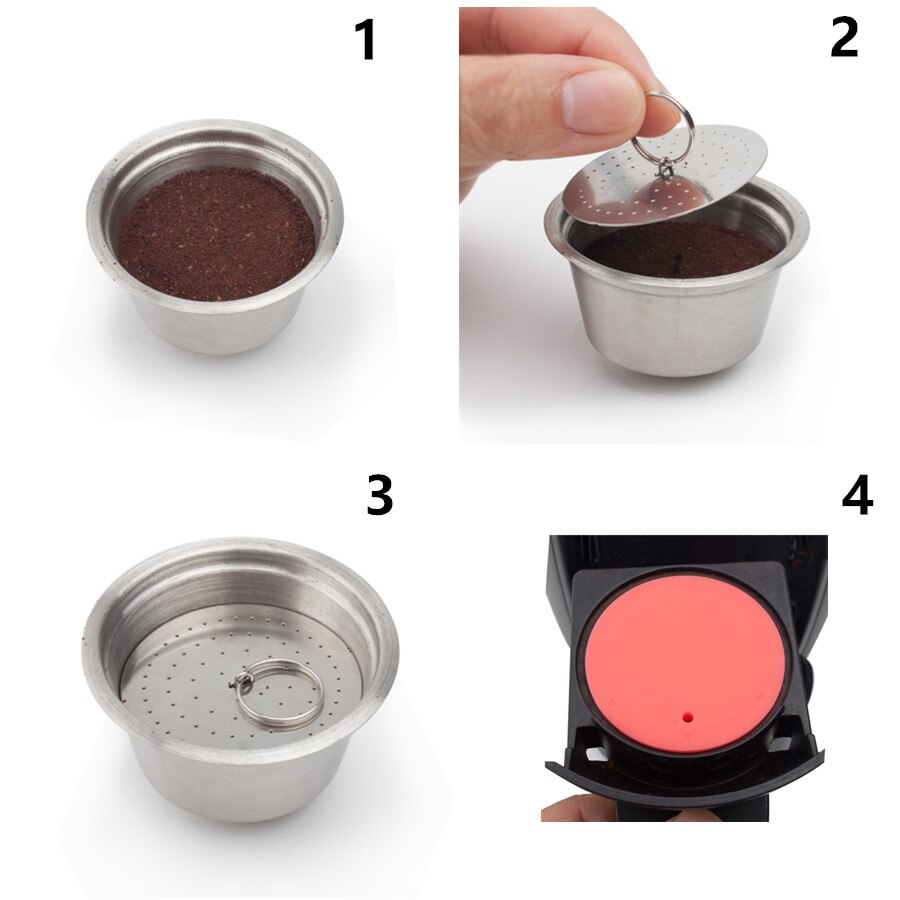Cápsula reutilizable apto para cafetera Dolce Gusto color rojo/Cápsula de metal de acero inoxidable