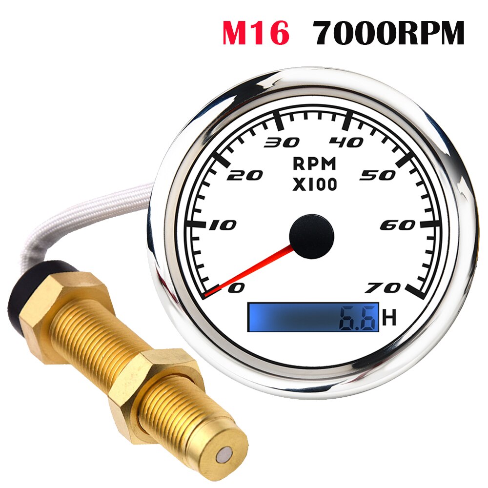 85mm contagiri per barche per auto contagiri marino con contaore LCD 3000 4000 6000 7000 8000 RPM contagiri per barche Toerenteller: WS 7000RPM M16