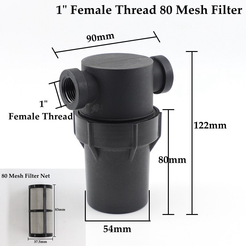 1/2 3/4 1 Inch Aquarium Fish Tank Water Pump Filter Garden Water Filter Watering Irrigation Filter 10~80 Mesh Strainer Screen: 1 Inch Filter