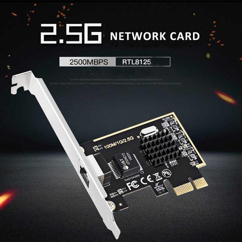 2.5G Network Adapter Game PCIE Card Gigabit Network Card 2500M Network Adapter RTL8125 RJ45 Wired Network Card