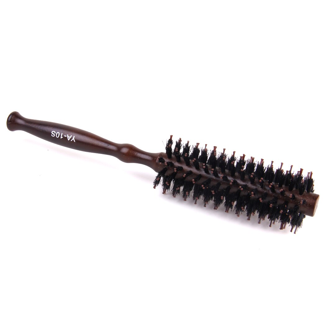 Wood Handle Hairdressing Bristle Curling Hair Comb Brush Hairbrush