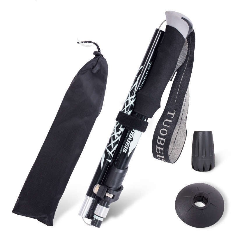 Venda quente ultra-leve de alumínio vara de pé pólo telescópica dobrável vara de escalada de montanha trekking vara equipamentos ao ar livre