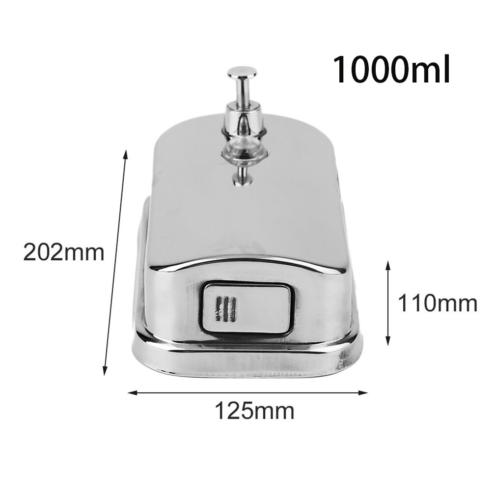 Dispensador de 500/800/1000ml, dispensador de sabão líquido de aço inoxidável, suporte de parede, shampoo, dispensador de loção de banho: 1000ml