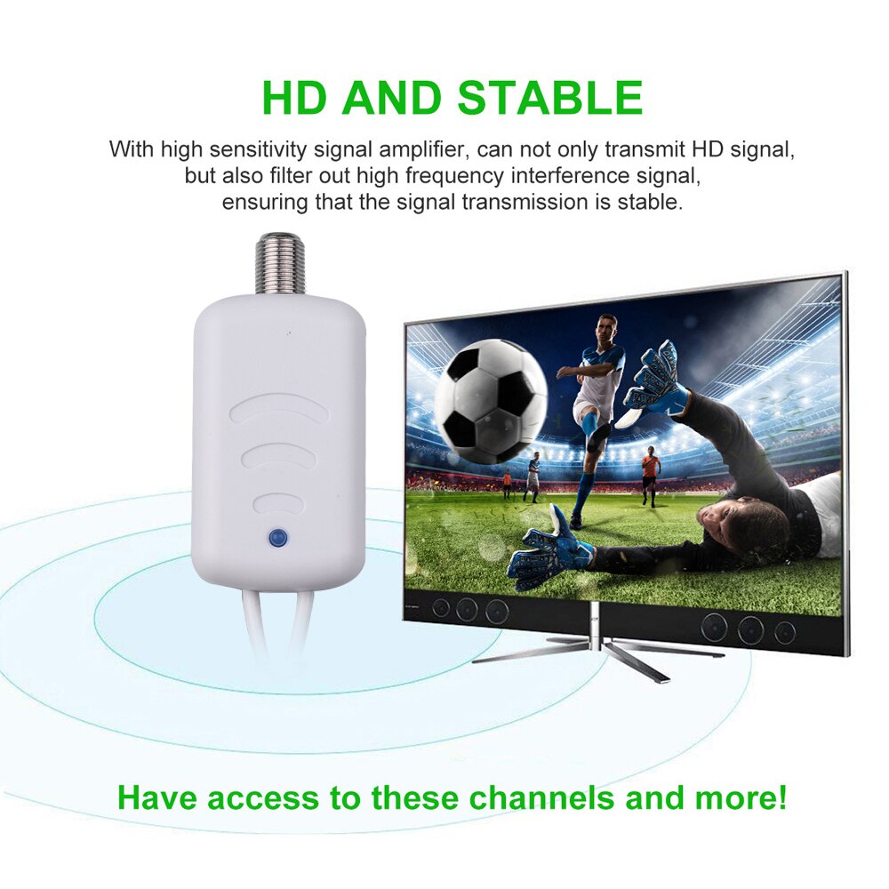 Kebidumei amplificador de sinal de tv, fácil instalação, hd digital, para cabo de tv fox, antena hd canal 25db, amplificador de sinal de tv