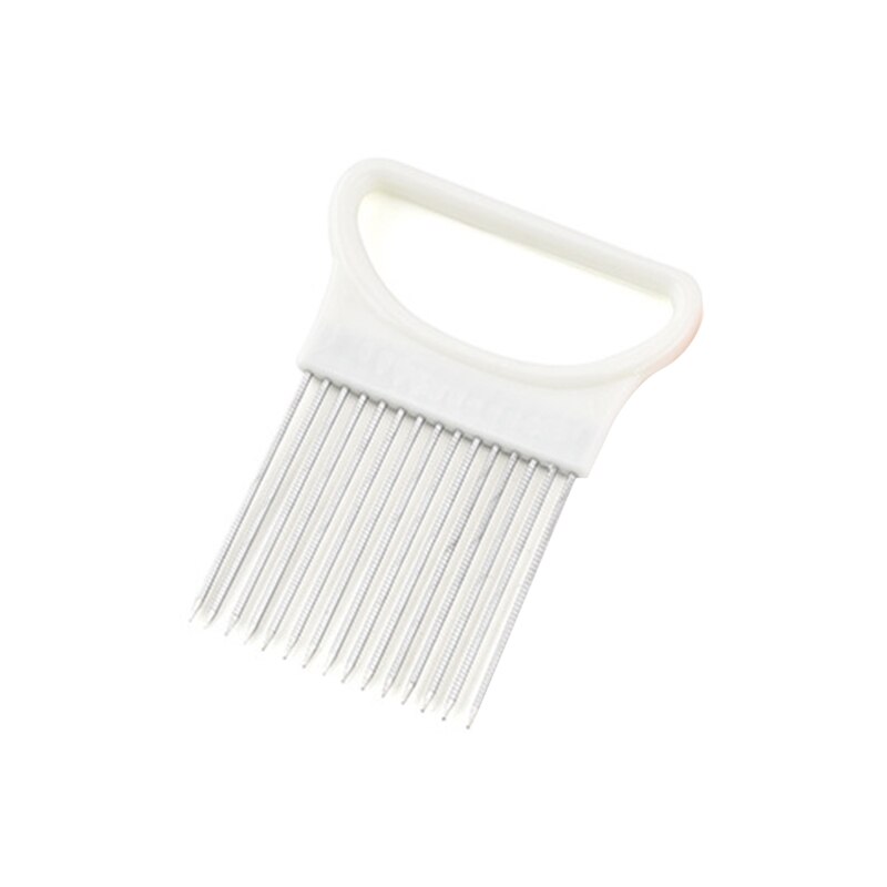 Couteau à oignon en acier inoxydable, fourchette à oignon, trancheuse à fruits et légumes, coupe-tomate, support d&#39;aide sûr pour accessoires de cuisine: WHITE