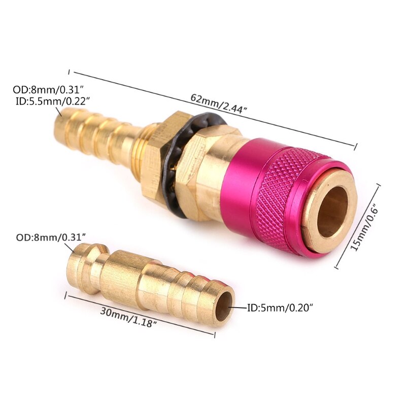 Water Cooled Gas Adapter Quick Connector Fitting For TIG Welding Torch +8mm Plug TIG Argon Arc Welding Water Quick Connector 8mm