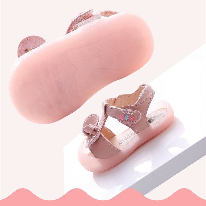 Verão arco-laço do bebê meninas sandálias 1-2 anos de idade infantil da criança sapatos macios sapatos de praia infantis meninas tamancos primeira caminhada sapato
