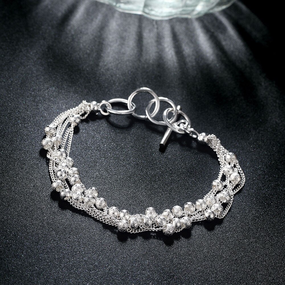 Perler kæde sølv farve armbånd til kvinder dame bryllup smykker jul nice  h030