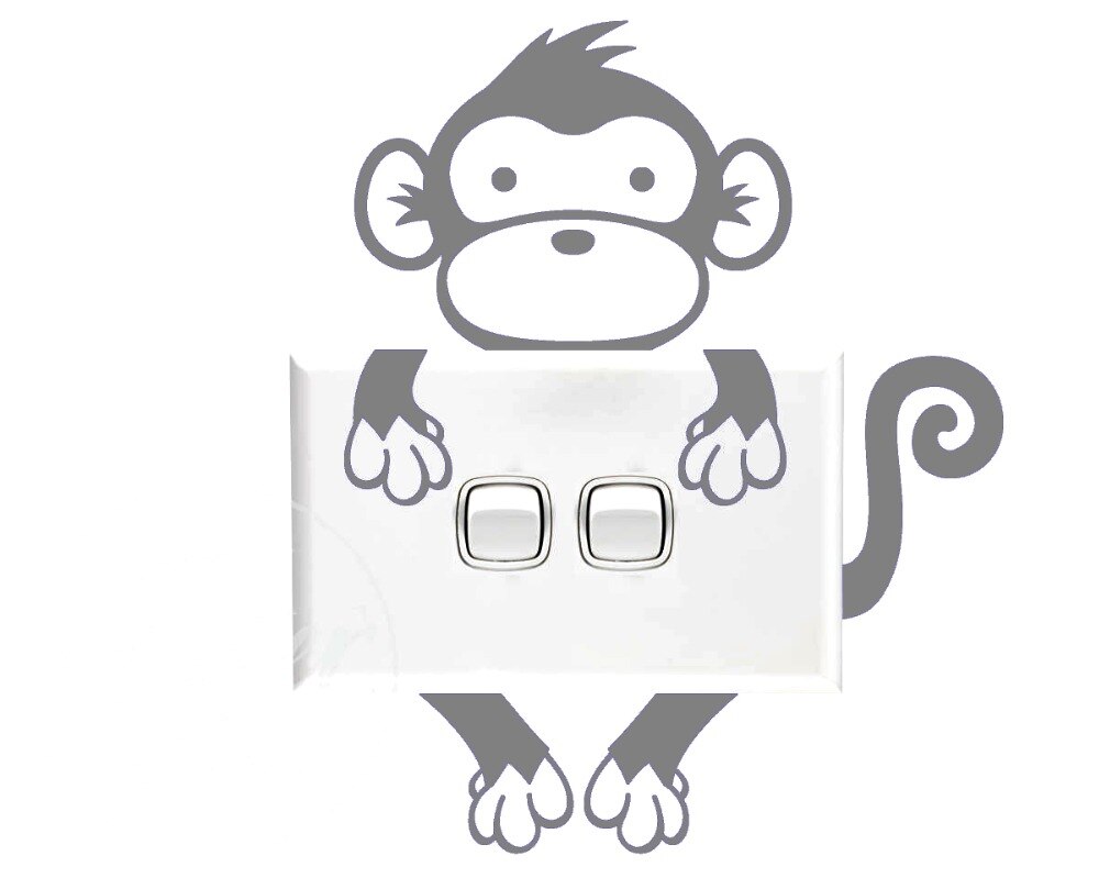 11*14cm monkey light switch decals klistermærker vinyl wall decals gør-det-selv-klæbende sød boligindretning sticker fatning aftagelig  lc1301
