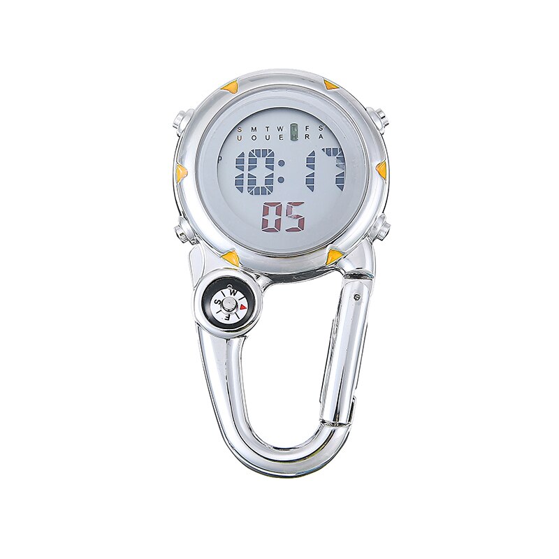 Clip On Carabiner Digital Watch Luminous Sports Watches Alloy Mater Carabiner Watch For Hikers Mountaineering Outdoor Backpack: Yellow